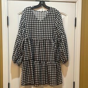 Stylish Black and White Checkered Dress